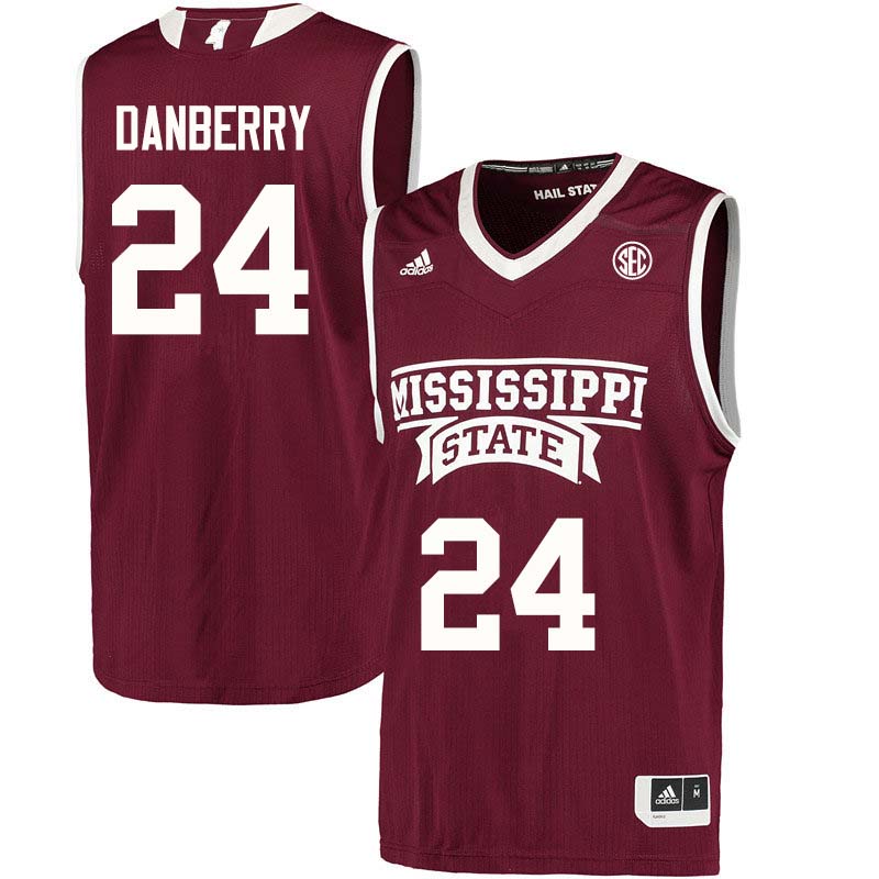 Men #24 Jordan Danberry Mississippi State Bulldogs College Basketball Jerseys Sale-Maroon